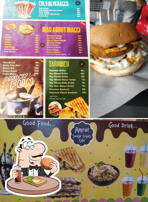 Try out a burger at Amrut Cafe