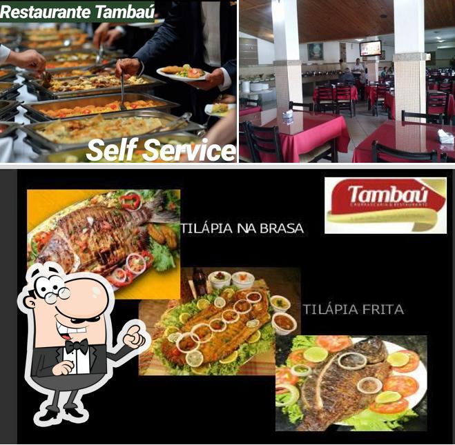 Esta é a ilustração apresentando interior e comida no Restaurante Tambaú
