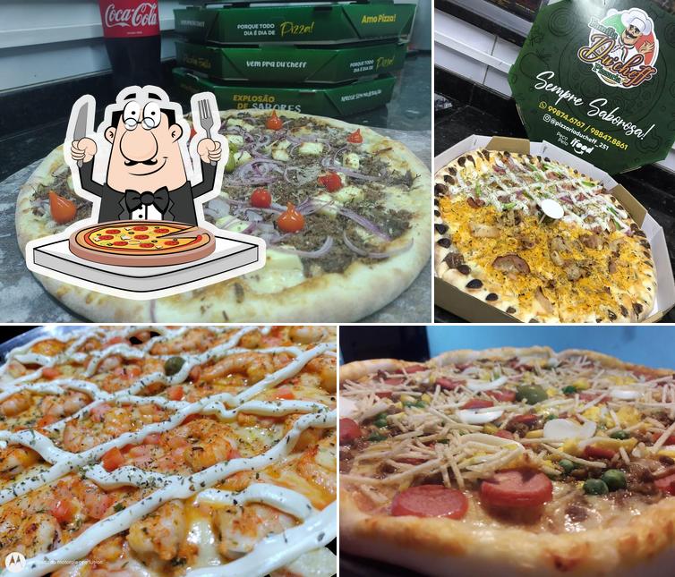 Escolha diferentes variedades de pizza