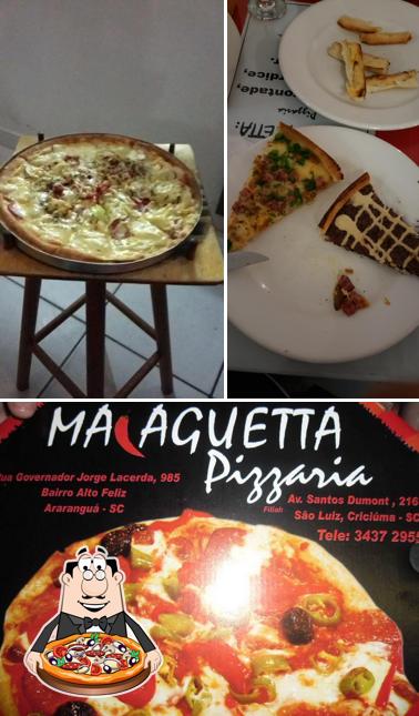 Escolha pizza no Malaguetta Pizzaria