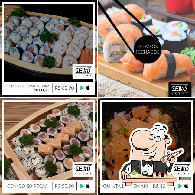 Rolos de sushi são servidos no Seiko Sushi - Niterói