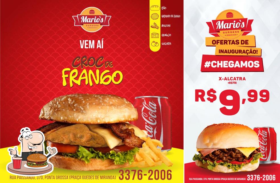 Experimente um hambúrguer no Mários Burgers Ponta Grossa Mcz