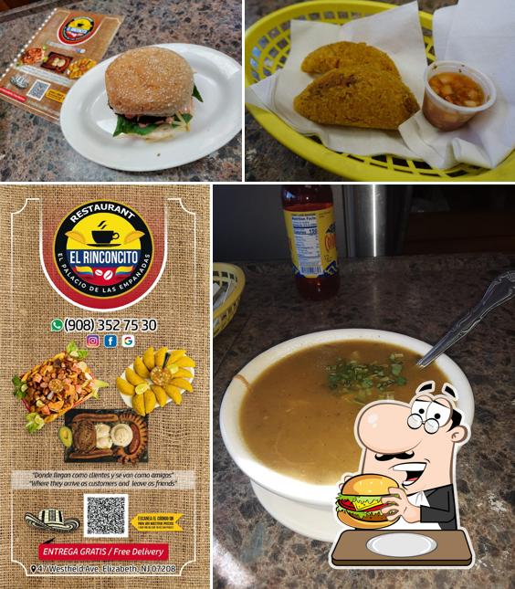 Try out a burger at El RinconcitoColombian Restaurante Cafeteria