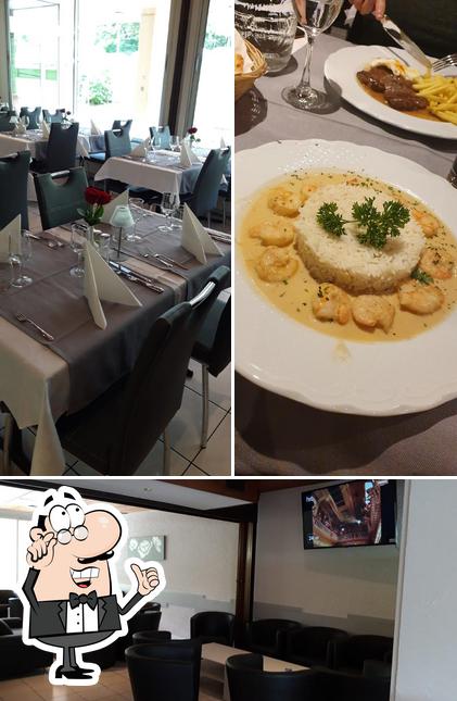 Dai un’occhiata alla immagine che presenta la interni e cibo di Restaurant pizzeria Le Graal