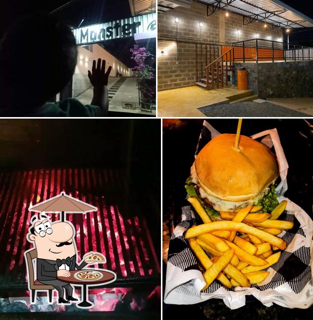 Esta é a ilustração mostrando exterior e comida no MONSTER BURGER STM