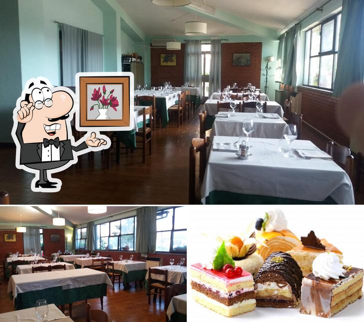Take a look at the photo displaying interior and dessert at Affittacamere Trattoria la Baracca
