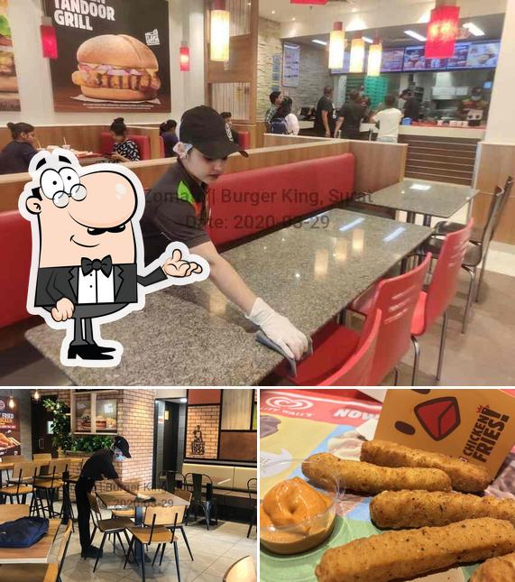 Check out the picture showing interior and food at Burger King