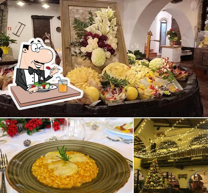 Questa è la immagine che raffigura la cibo e esterno di A Massaria