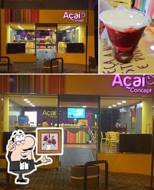 Entre diversos coisas, interior e sobremesa podem ser encontrados no Açaí Concept