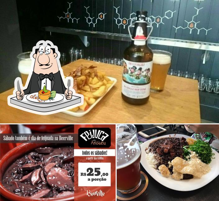 Entre diferentes coisas, comida e cerveja podem ser encontrados no Beerville Beer Station