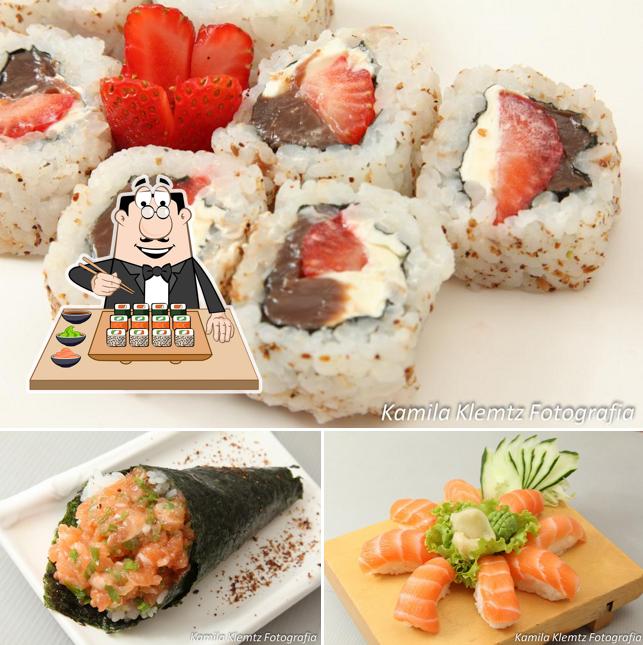 Escolha diferentes opções de sushi