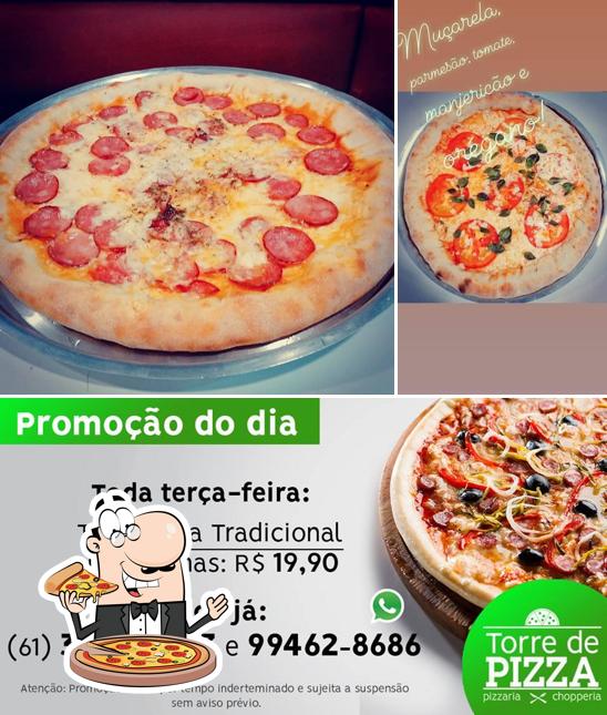 Escolha pizza no Torre de Pizza - Pizzaria Delivery