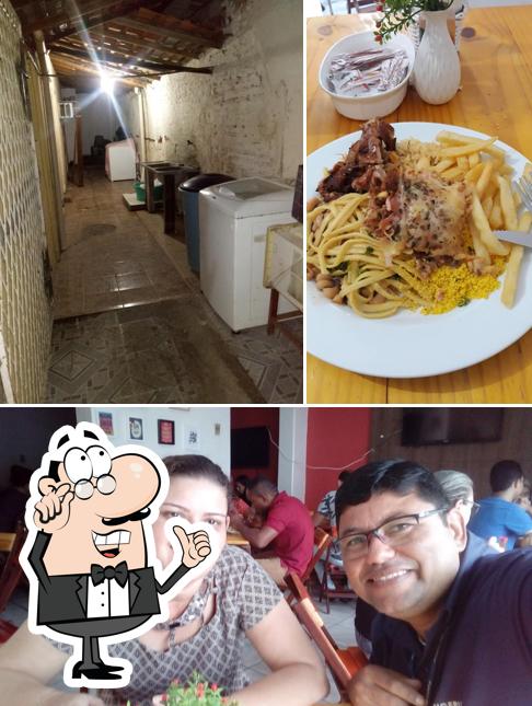 Esta é a imagem mostrando interior e comida a Pousada Paizinha