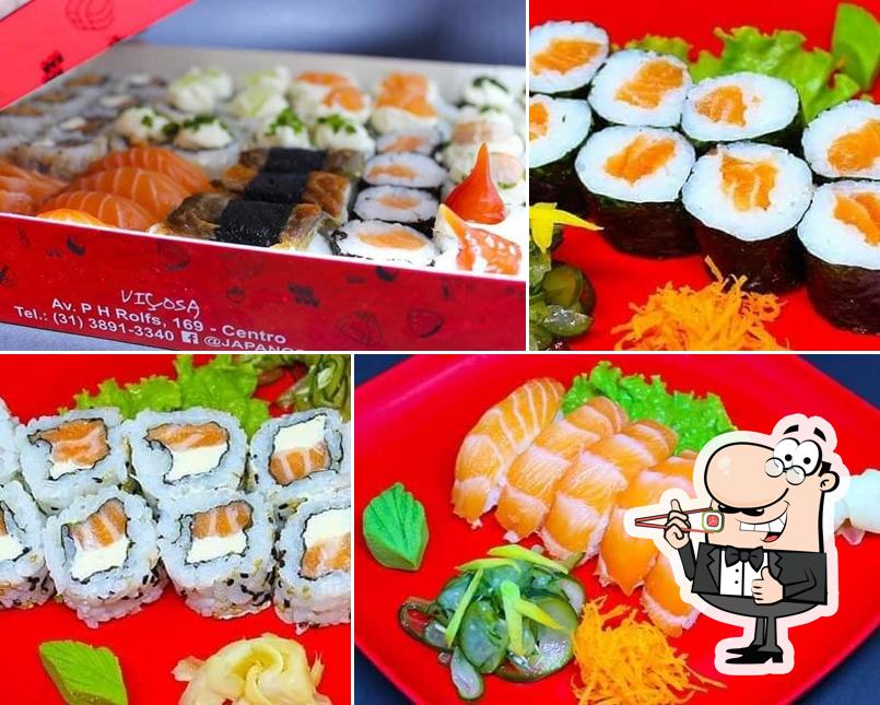 Rolos de sushi são disponibilizados no Japa Nobre Ponte Nova