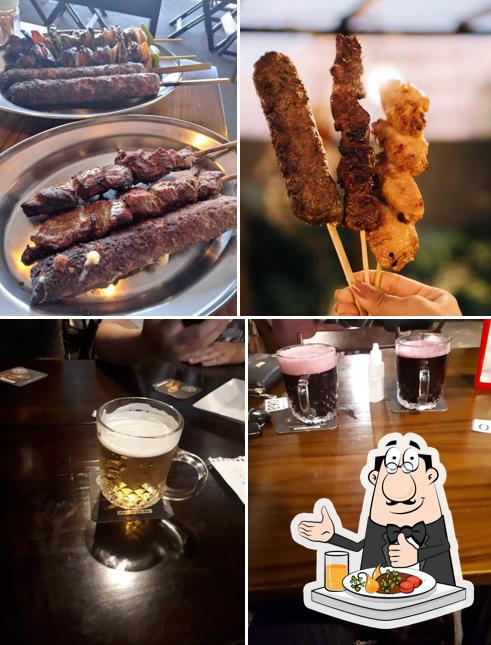 Confira a ilustração apresentando comida e bebida no Colibri Café Bar