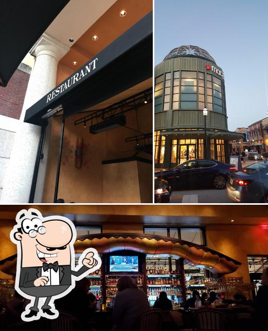 This is the image showing exterior and burger at The Cheesecake Factory