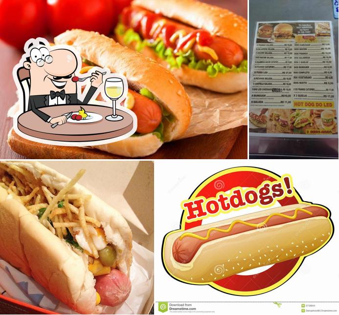 Comida em Hot dog do led