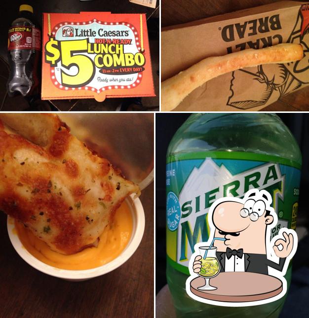 Entre los distintos productos que hay en Little Caesars Pizza también tienes bebida y comida