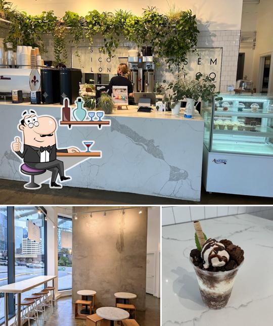 The picture of Semicolon Cafe’s interior and dessert