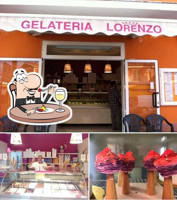 Parmi les différentes choses de la nourriture et la intérieur, une personne peut trouver sur Gelateria Lorenzo