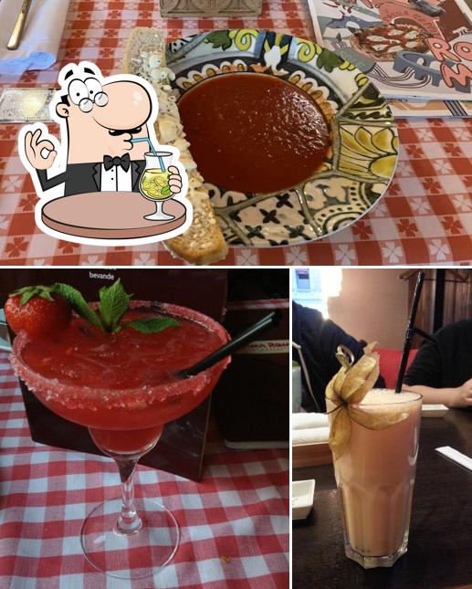 Напитки и еда - все это можно увидеть на этом снимке из Мама Рома