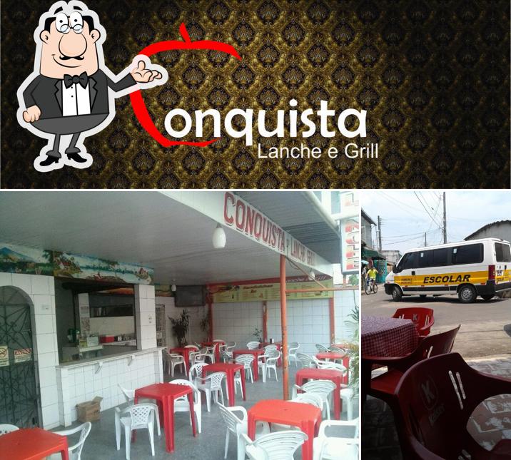 O interior do Conquista Lanche e Grill