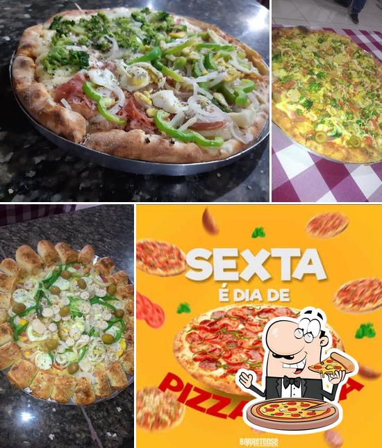 Escolha pizza no Pizzaria Castelli