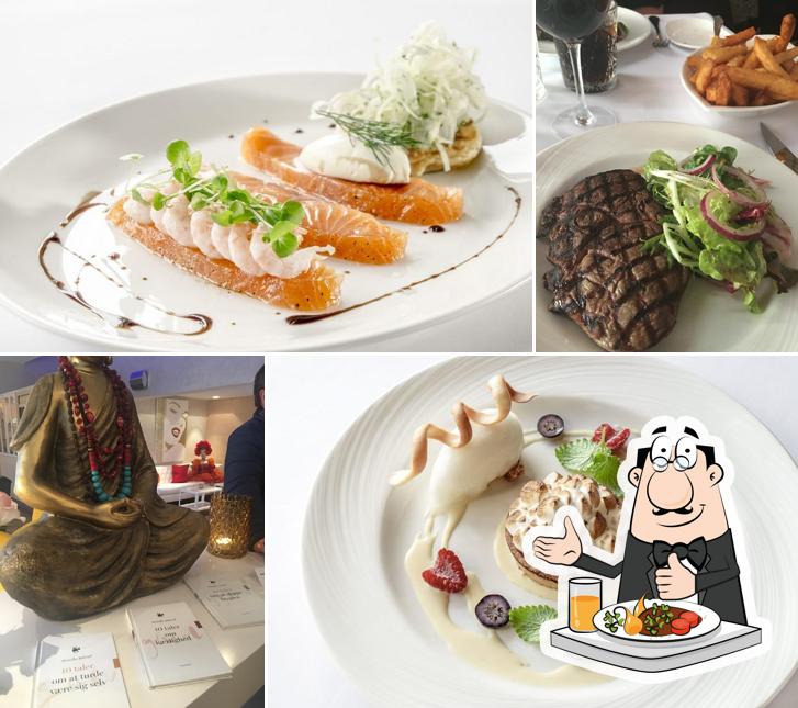 Steak und schokoladenkuchen im Hellerup Klub