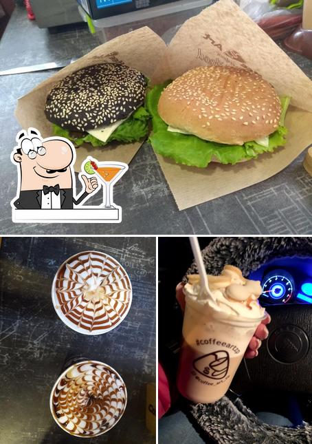 Parmi les diverses choses de la boire et la burger, une personne peut trouver sur Coffee Art