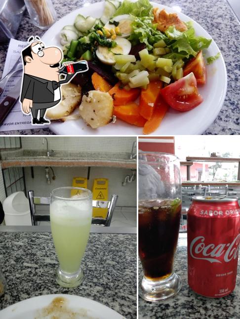 A ilustração do Restaurante Átomo’s bebida e comida