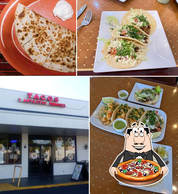 Prueba una pizza en Tacos y Antojitos Emanuel Restaurant