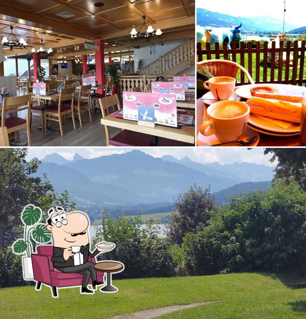 Guarda la immagine che presenta la interni e esterno di Restaurant panoramique Motel de la Gruyère