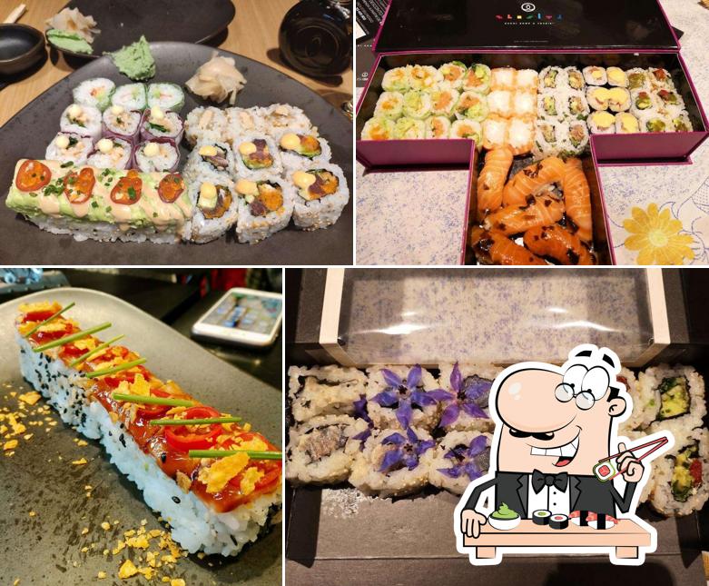 Rolos de sushi são disponibilizados no Sushi Shop