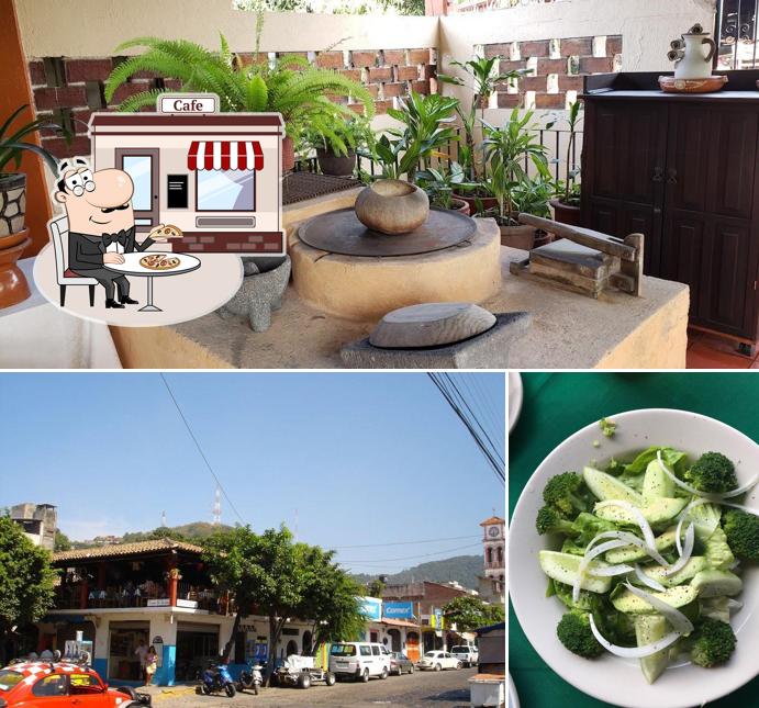 This is the picture depicting exterior and food at Restaurant San Lucas