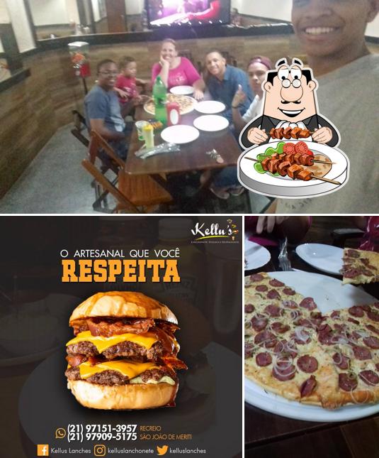 Esta é a ilustração apresentando comida e interior a Kellu´S Lanchonete E Pizzaria