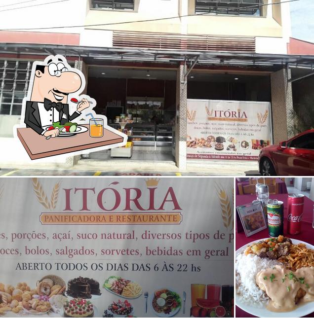 Entre diferentes coisas, comida e exterior podem ser encontrados a Panificadora & Restaurante Vitória