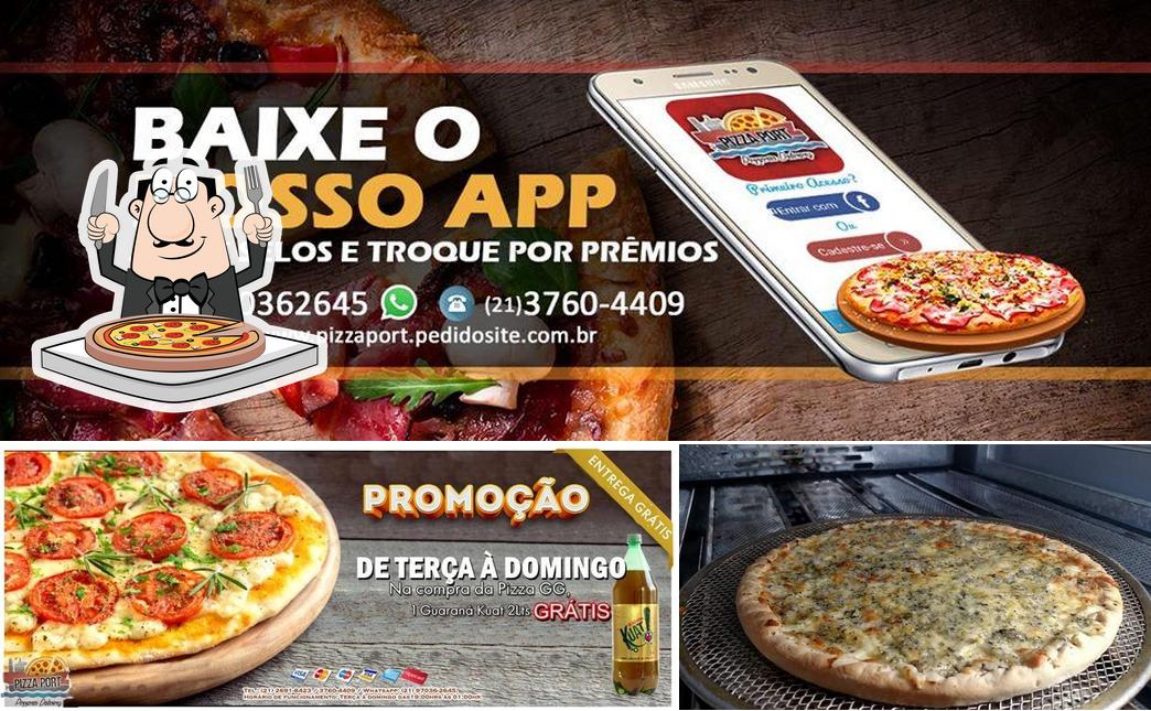 Escolha pizza no Pizza Port Delivery