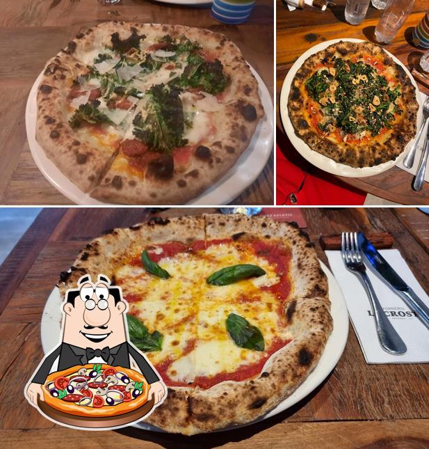 Try out pizza at La Crosta Forneria