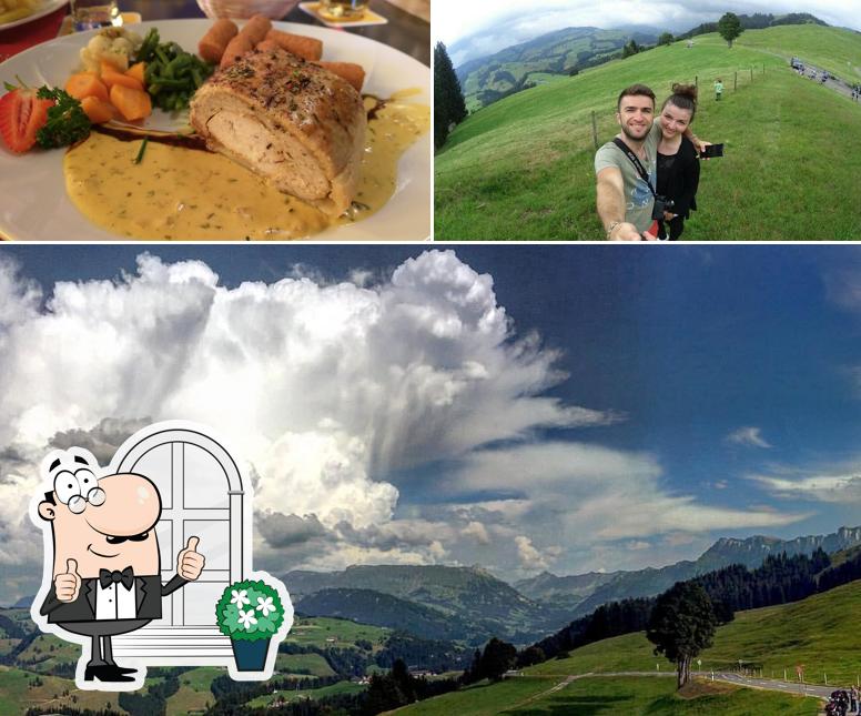 Dai un’occhiata alla foto che mostra la esterno e cibo di Restaurant Gabelspitz Schallenberg