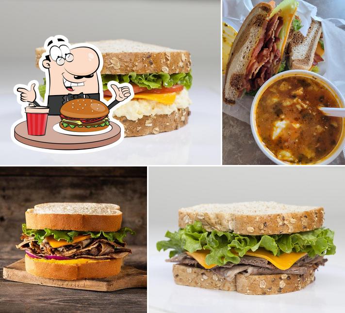 Get a burger at Soup and Sandwich Co