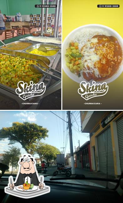 Confira a foto ilustrando comida e exterior a Skina Gaucha