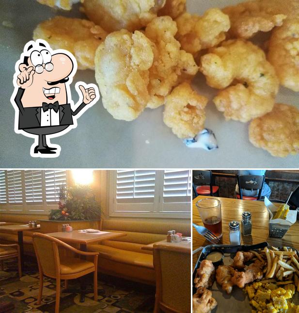 Take a look at the image showing interior and food at Morgan's Restaurant