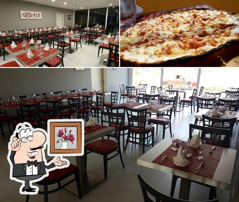 La intérieur et pizza du restaurant