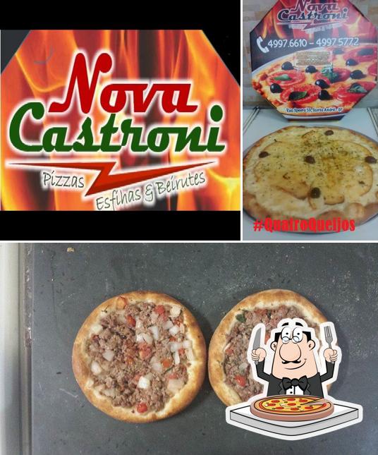 Escolha pizza no Pizzaria Nova Castroni