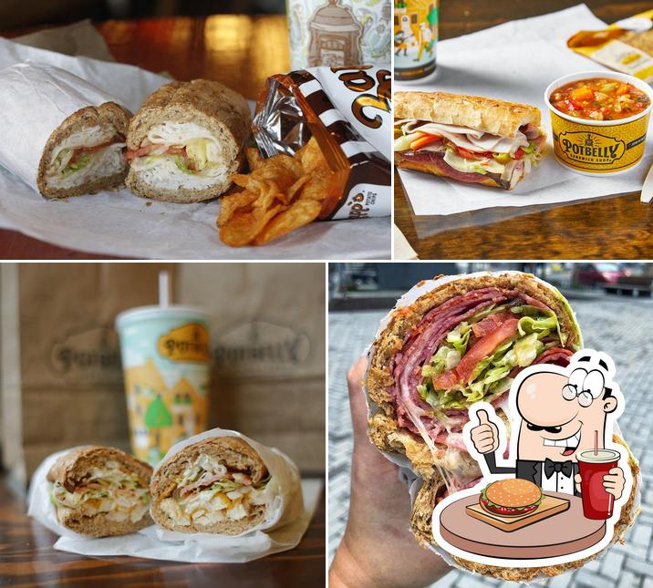 Try out a burger at Potbelly Sandwich Shop