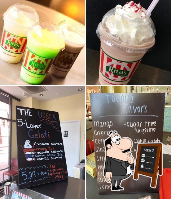 Among different things one can find blackboard and drink at Rita's Italian Ice & Frozen Custard