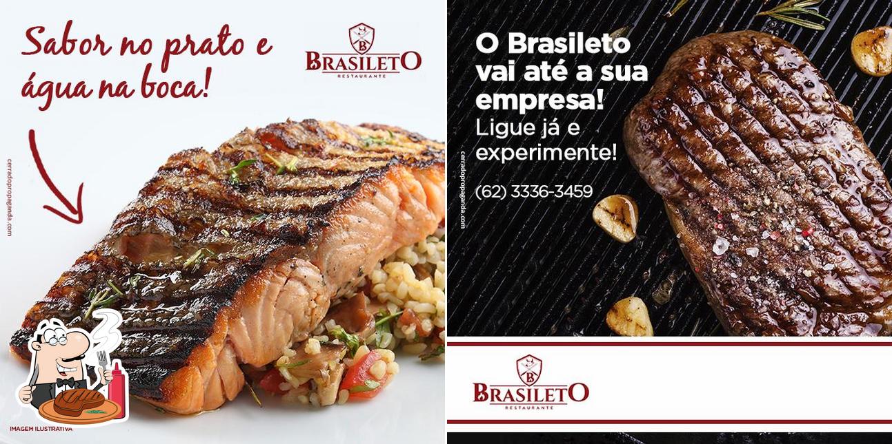 Prove refeições de carne no Brasileto Restaurante