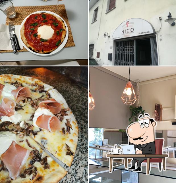 Questa è la foto che presenta la interni e cibo di Nico Pizzeria