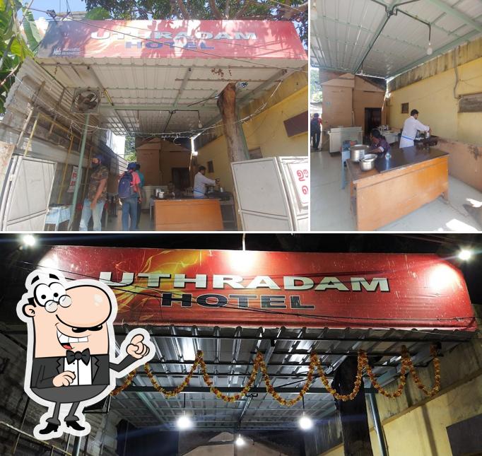 Among different things one can find exterior and interior at Uthradam Hotel