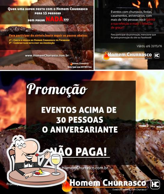 A ilustração do Homem Churrasco Curitiba PR’s comida e interior